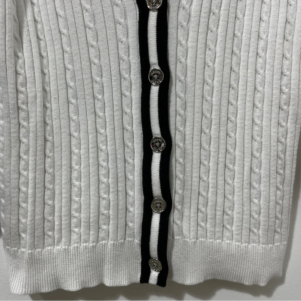 Light Academia Old Money Quiet Luxury Preppy Chaps Cable-Knit Cardigan [size L] - Picture 6 of 11